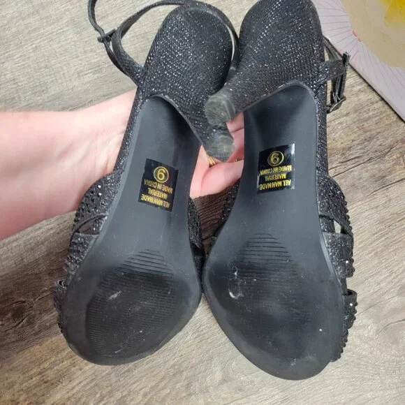 Delicious High Heels Ankle Strap Rhinestone Open Toe Buckled ADDUP Shoes - Picture 6 of 8